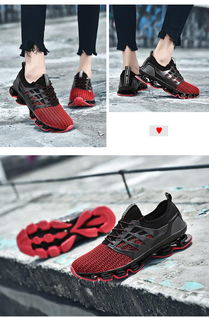 Stevvex men's running sneakers, red mesh upper with black overlays, cushioned sole 1 pair on Tampa Home & Garden Store