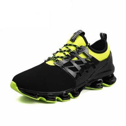 Stevvex men's running shoes with breathable black upper, neon lime accents and sculpted outsole on Tampa Home & Garden Store