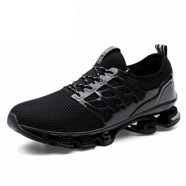 Stevvex men's running sneakers with black mesh upper and sculpted cushioned sole on Tampa Home & Garden Store