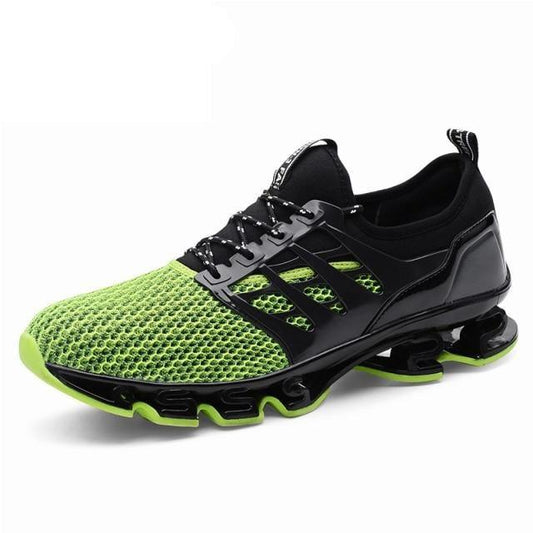 Stevvex men's running shoes lime green mesh upper with black overlays, cushioned sole on Tampa Home & Garden Store