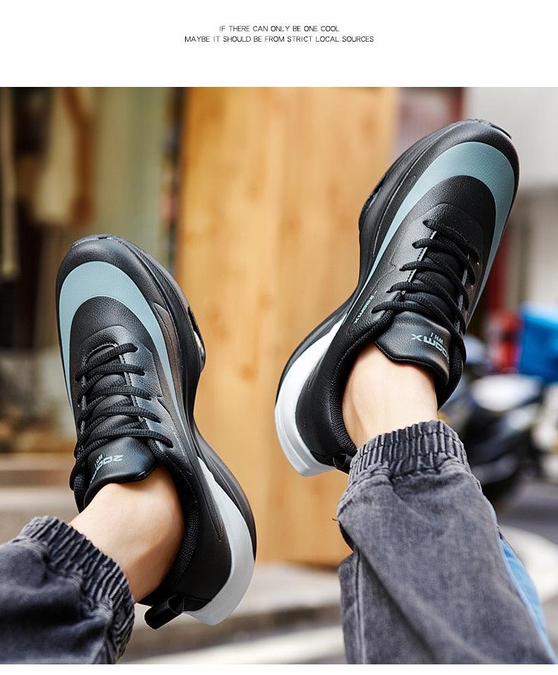 Stevvex men's running sneakers black and teal upper with breathable mesh air-cushion sole on Tampa Home & Garden Store