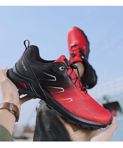 Men's athletic Stevvex shoes red and black waterproof trail sneakers non-slip outsole on Tampa Home & Garden Store