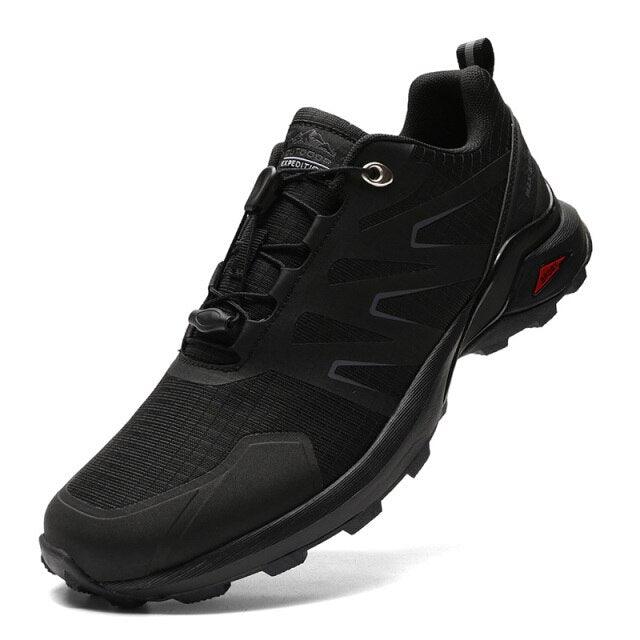 Stevvex men's black athletic hiking shoes with rugged outsole and breathable mesh on Tampa Home & Garden Store