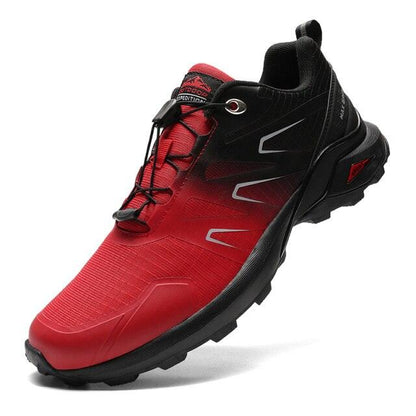 Stevvex men's outdoor hiking shoe red black with breathable mesh and rugged outsole on Tampa Home & Garden Store
