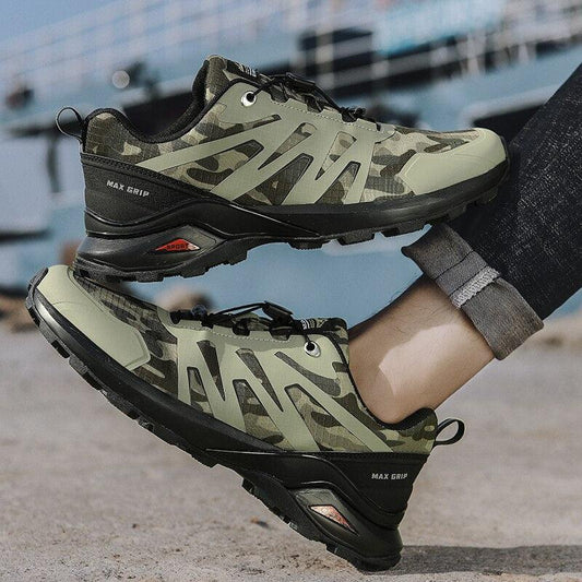 Stevvex mens outdoor hiking shoes olive camouflage, breathable upper, rugged Max Grip sole on Tampa Home & Garden Store