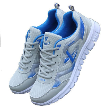 Stevvex men's sport running sneakers with breathable mesh, lightweight gray/blue accents on Tampa Home & Garden Store