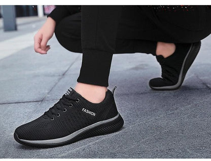 Mens sport running sneakers black mesh casual walking shoes lace-up breathable trainer on Tampa Home & Garden Store