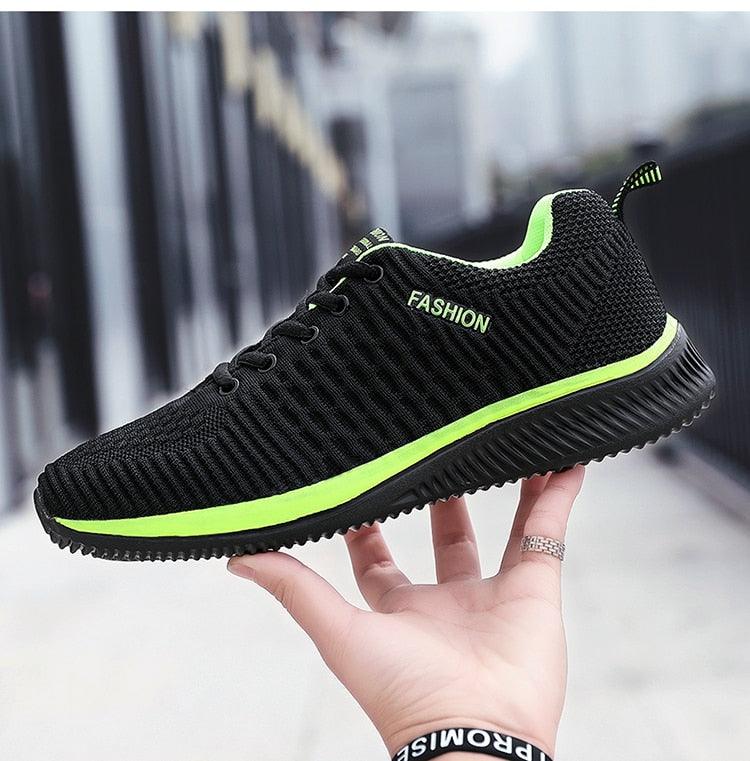 Stevvex Mens Sport Running Sneakers black mesh with lime sole breathable casual trainer on Tampa Home & Garden Store
