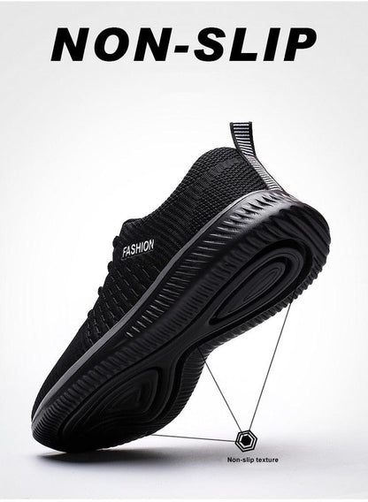 Mens sport running sneakers Stevvex, black breathable mesh with non-slip sole on Tampa Home & Garden Store
