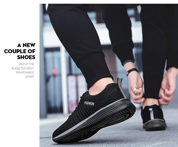Mens Sport Running Sneakers Stevvex black mesh casual walking pair on Tampa Home & Garden Store