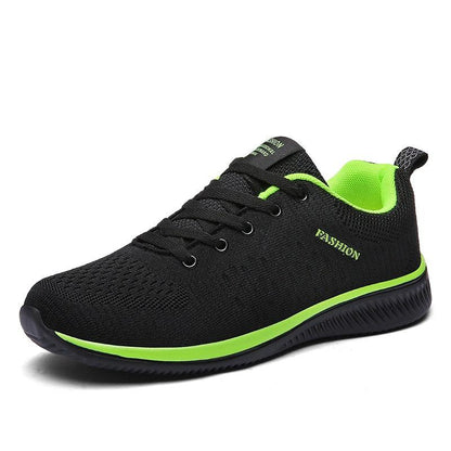 Mens sport running sneakers black mesh breathable with neon green lining by Stevvex on Tampa Home & Garden Store