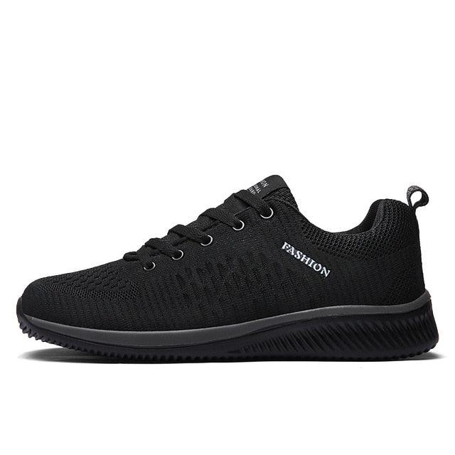 Men's black mesh running sneakers with breathable upper and cushioned sole on Tampa Home & Garden Store