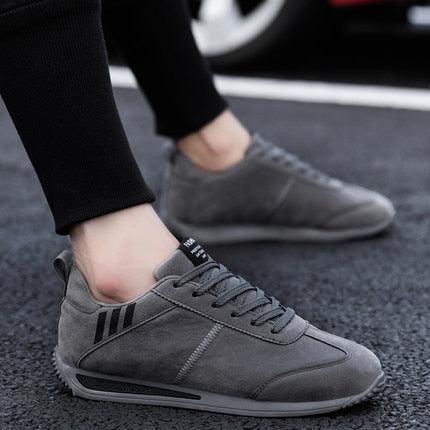 Stevvex men's grey sneakers with a suede-like upper, casual athletic walking shoe on Tampa Home & Garden Store