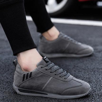 Stevvex men's grey sneakers with a suede-like upper, casual athletic walking shoe on Tampa Home & Garden Store