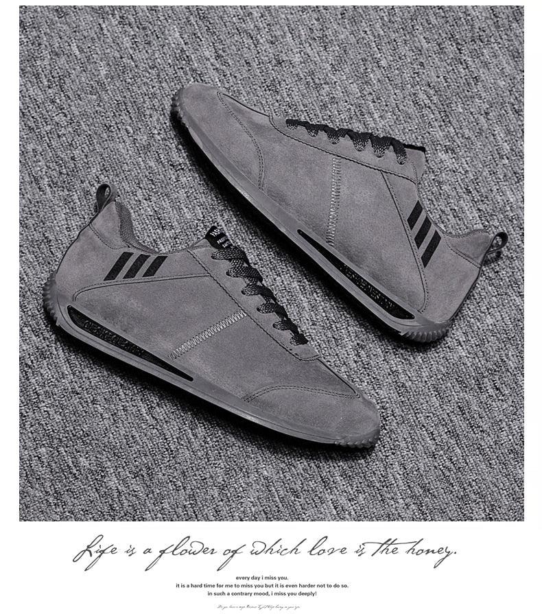 Sneakers Stevvex men's grey suede casual athletic walking shoes on Tampa Home & Garden Store