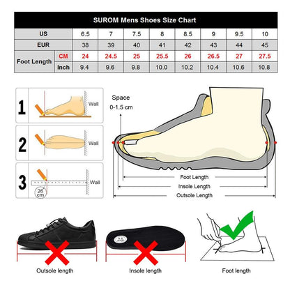 Stevvex men's black sneakers ST85SH8222GOB with non-slip sole and foot-measurement guide on Tampa Home & Garden Store