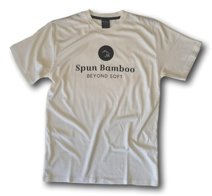 Men's Spun Bamboo logo T-shirt, white viscose/organic cotton blend on Tampa Home & Garden Store
