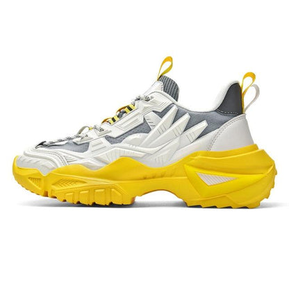 Stevvex sneakers white/grey upper with bold yellow chunky sole on Tampa Home & Garden Store