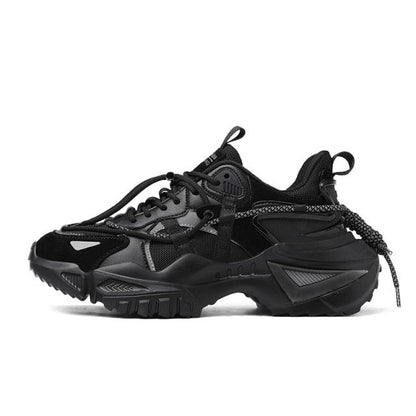 Stevvex men's black chunky sneakers with thick sole, high-top casual walking shoes on Tampa Home & Garden Store