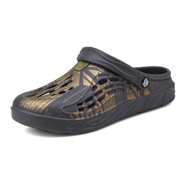 Stevvex mens summer sandals with breathable holes and back strap gray garden clogs on Tampa Home & Garden Store