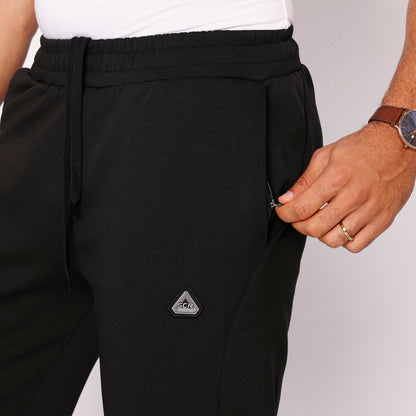 SCR Classic Athleisure Sweatpants black tall fit with drawstring waist SCR logo on leg on Tampa Home & Garden Store