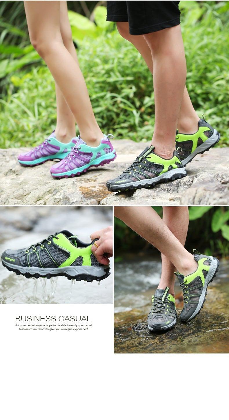 Stevvex mens waterproof hiking shoes gray with neon green accents breathable mesh colorways on Tampa Home & Garden Store