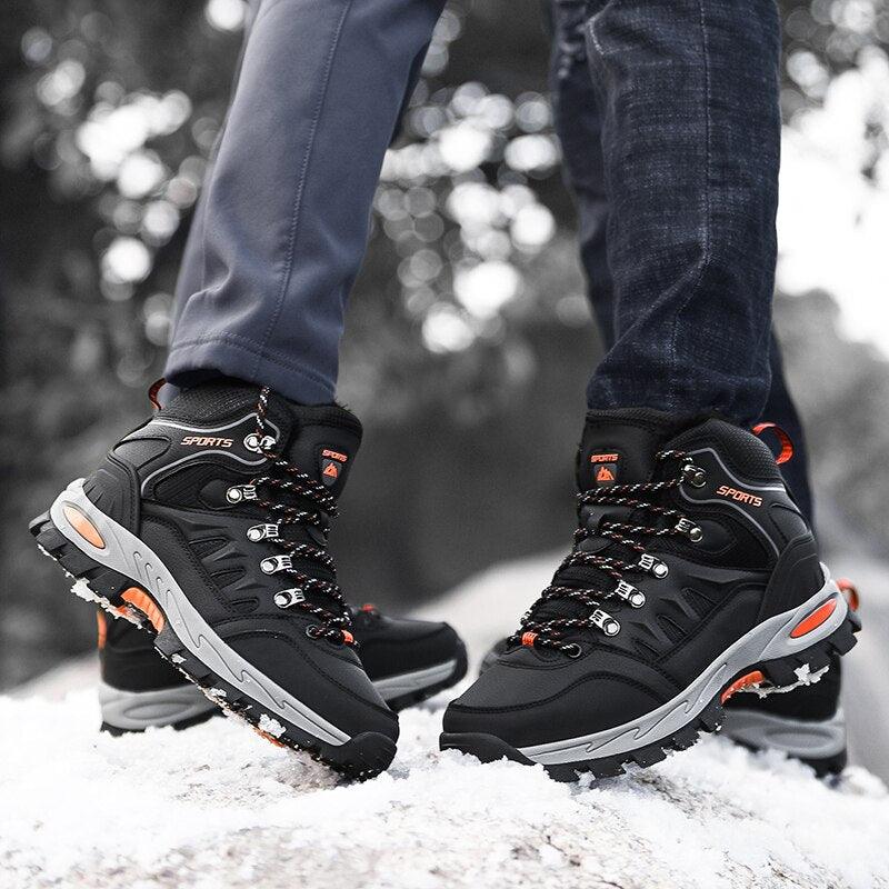 Mens Winter Snow Boots Waterproof Leather Stevvex, warm lining and non-slip outsole, 2 boots on Tampa Home & Garden Store