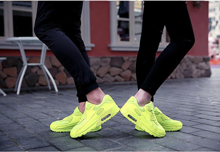 Stevvex neon lime mesh sneakers, lace-up unisex athletic running shoes with breathable upper on Tampa Home & Garden Store