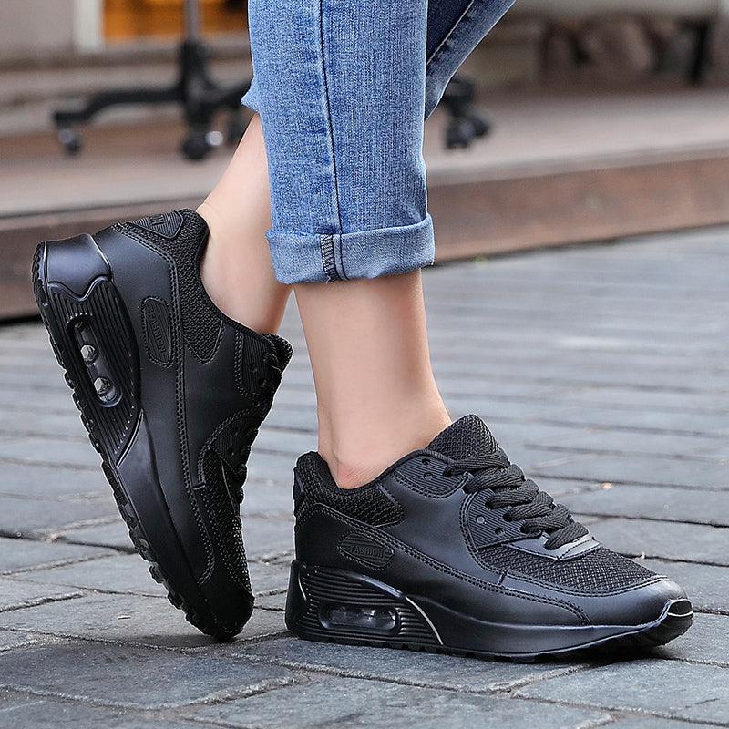 Mens Womens Luxury Sneakers Stevvex black mesh upper lace-up athletic shoes on Tampa Home & Garden Store