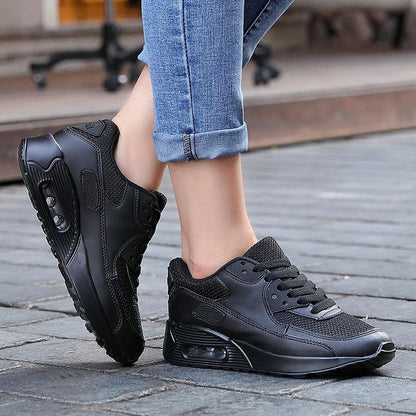 Mens Womens Luxury Sneakers Stevvex black mesh upper lace-up athletic shoes on Tampa Home & Garden Store