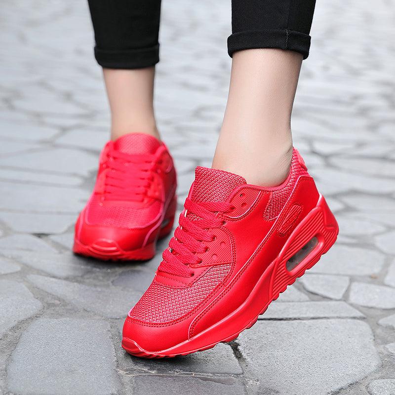 Stevvex red mesh luxury sneakers lace-up athletic shoes for unisex wear on Tampa Home & Garden Store