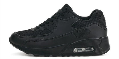 Stevvex black mesh luxury sneakers with synthetic overlays, lace-up athletic walking shoes on Tampa Home & Garden Store