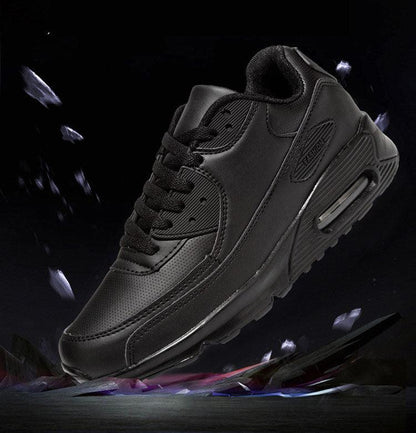 Stevvex black mesh luxury sneakers lace-up unisex athletic shoes with air-cushioned sole on Tampa Home & Garden Store