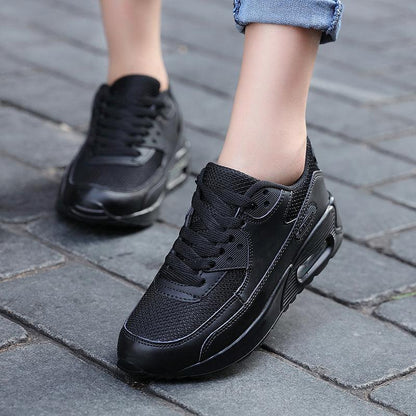 Stevvex luxury sneakers, black mesh upper, lace-up pair of unisex athletic shoes on Tampa Home & Garden Store