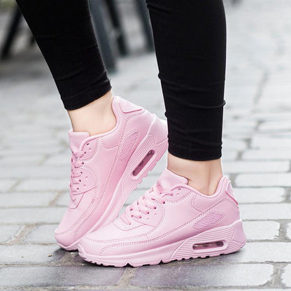 Stevvex pink mesh luxury sneakers, unisex lace-up athletic shoes with visible air sole on Tampa Home & Garden Store