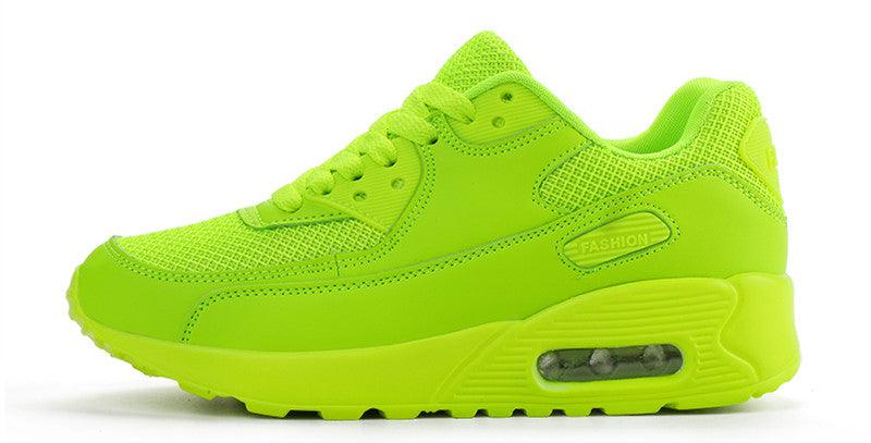 Stevvex neon lime mesh sneakers lace-up athletic shoes with air cushion sole unisex on Tampa Home & Garden Store