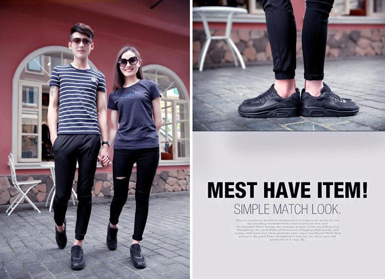 Sneakers Stevvex unisex luxury mesh upper black lace-up casual athletic shoes two pairs on Tampa Home & Garden Store