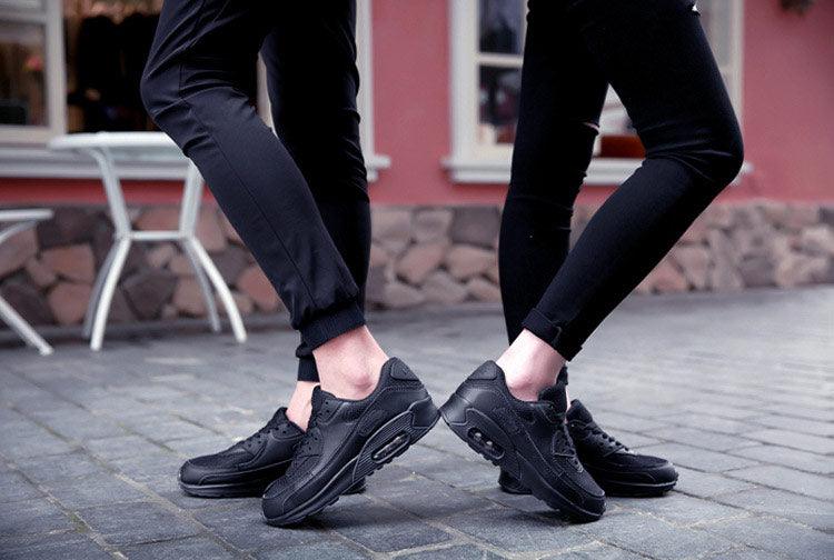 Stevvex black mesh sneakers lace-up unisex athletic shoes with chunky sole wearers shown on Tampa Home & Garden Store