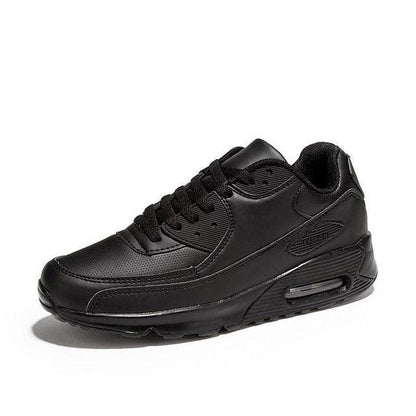 Stevvex black lace-up sneakers with mesh leather-look upper unisex athletic casual shoe on Tampa Home & Garden Store