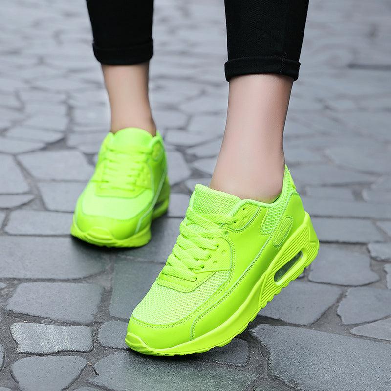 Stevvex neon lime mesh sneakers with lace-up closure and visible air-sole on Tampa Home & Garden Store
