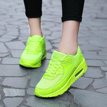 Stevvex neon lime mesh sneakers with lace-up closure and visible air-sole on Tampa Home & Garden Store