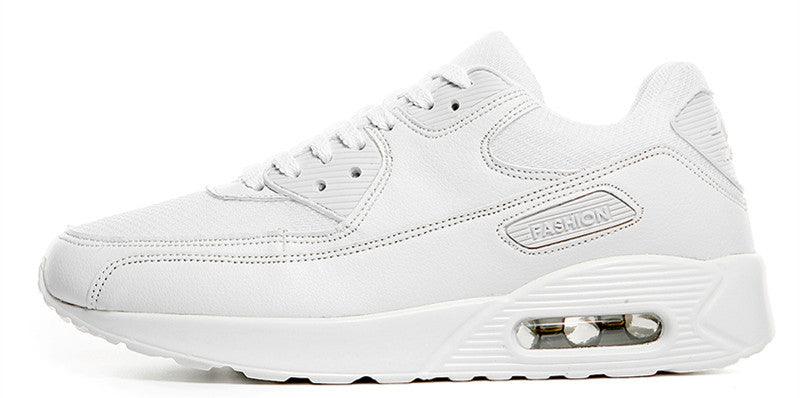 White mesh luxury sneakers, lace-up unisex athletic casual shoes with air-cushioned sole on Tampa Home & Garden Store
