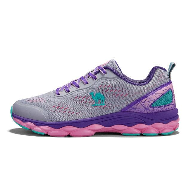 Stevvex athletic sneaker grey mesh with purple laces, pink and teal sole on Tampa Home & Garden Store