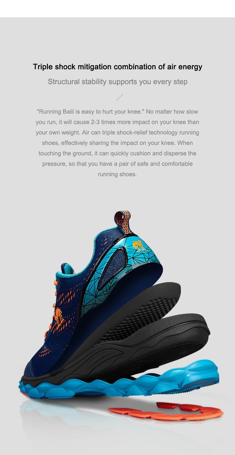 Stevvex athletic marathon sneakers navy blue with teal accents and black midsole on Tampa Home & Garden Store