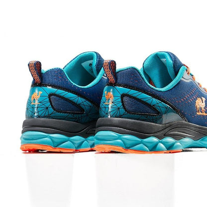 Stevvex marathon sport sneakers pair in blue teal breathable mesh with orange outsole on Tampa Home & Garden Store