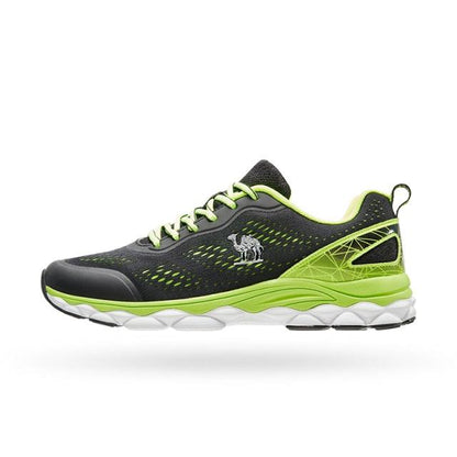Stevvex athletic sneakers, black mesh upper, neon lime accents on Tampa Home & Garden Store