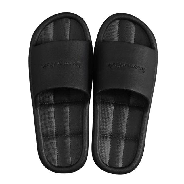 Stevvex black unisex non-slip bathroom slippers pair with padded sole on Tampa Home & Garden Store