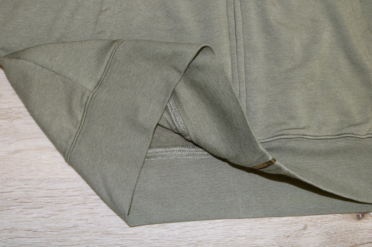 Men's eco-smart bamboo viscose full-zip hoodie in olive with ribbed cuffs on Tampa Home & Garden Store