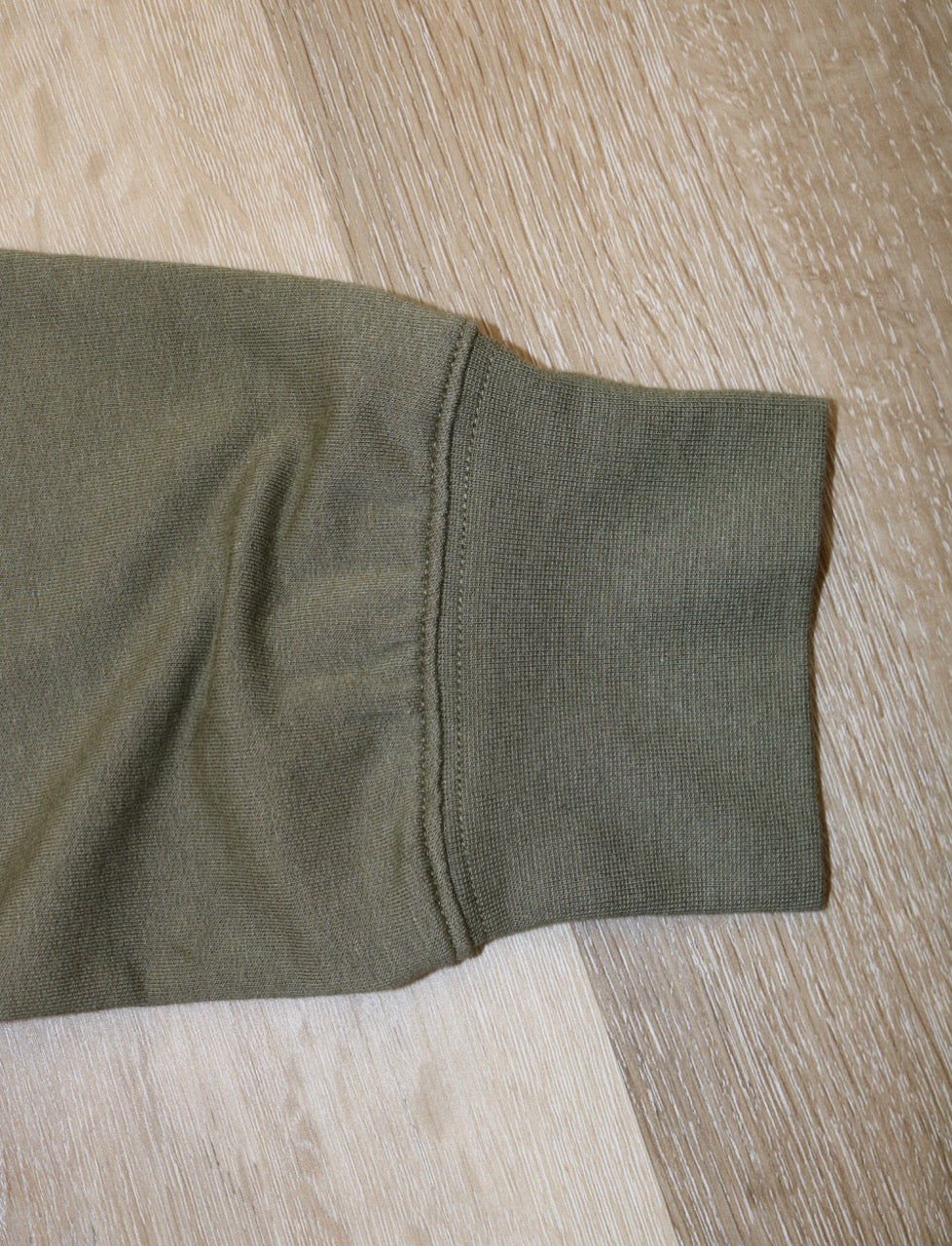 Men's Eco-Smart bamboo viscose hoodie sleeve with olive-green ribbed cuff by Spun Bamboo on Tampa Home & Garden Store