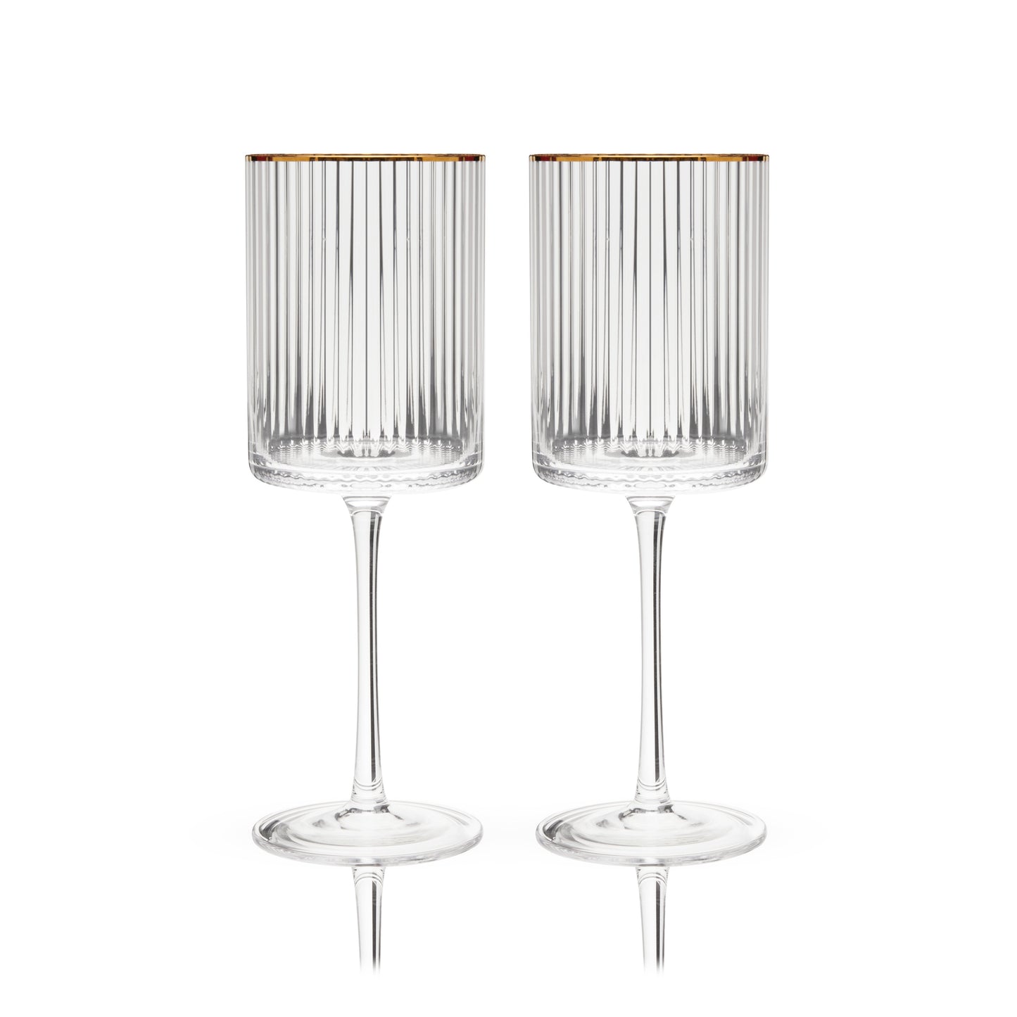 Meridian Crystal Wine Glasses and Gold Rim Set